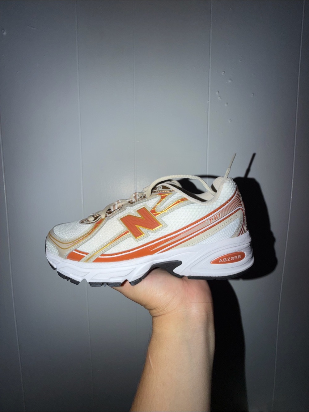New Balance White and Orange Retro Runner Size 5 men Size 6 Women